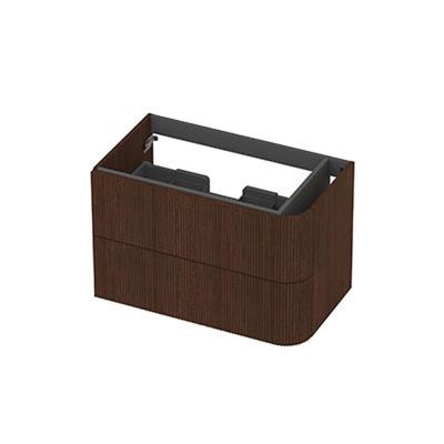 INK - Rechts Afgeronde Onderkast Fineer 2 Laden Softclose met Gefreesd Front Tbv Grepen - 800x450x520 Mm - Shadow Veneer