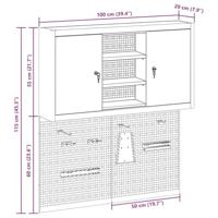 VidaXL Gereedschapskast set met plank 3 pcs zwart gepoedercoat staal - thumbnail