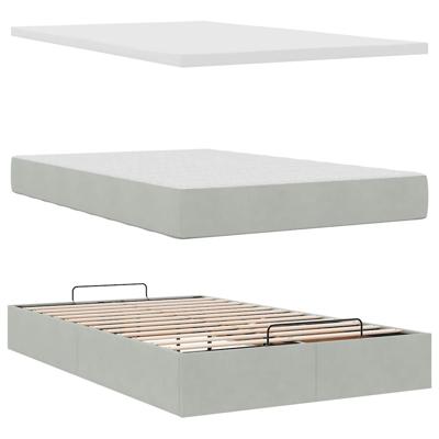 Ottoman bed met matras en LED's 100x200 cm fluweel lichtgrijs - thumbnail