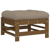 Tuinvoetenbank met kussen massief grenenhout honingbruin - thumbnail