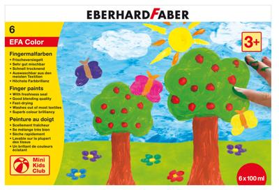 Vingerverf Eberhard Faber 6x100ml geel/rood/blauw/groen/wit/zwart