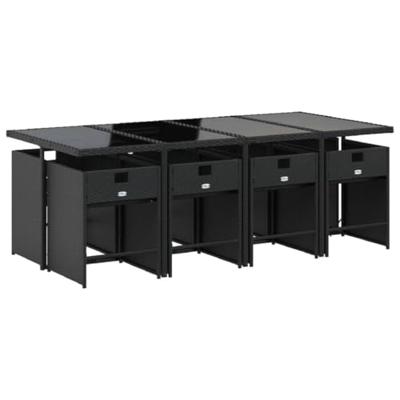 9-delige Tuinset poly rattan zwart
