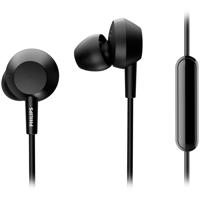 Philips E4105BK/00 In-Ear-Oordopjes met Microfoon (Bass+, Afstandsbediening in Het Snoer, 10-mm-Neodymium-Drivers, 3 Verwisselbare Rubberen Kapjes, 1,2-m-Kabel) Zwart - 2020/2021 Model - thumbnail