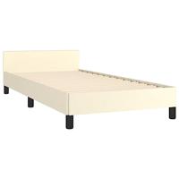 Bedframe met hoofdbord kunstleer crèmekleurig 100x200 cm - thumbnail