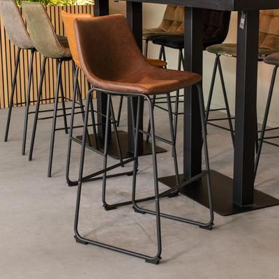 LABEL51 Barkruk 'Risto' Lederlook, kleur Bruin (zithoogte 75cm)