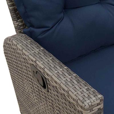 3-delige Tuinbankstel met kussens L-vormig poly rattan grijs - thumbnail
