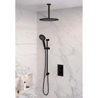 Thermostatische inbouw regendouche Black Edition set met omstelling, 30 cm douchekop, 3-standen handdouche, mat zwart - thumbnail