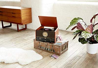 GPO Chesterton 5 In 1 Vintage Entertainment System Turntable USBRecording Wooden