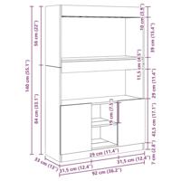 Hoge kast 92x33x140 cm bewerkt hout grijs sonoma eikenkleurig - thumbnail