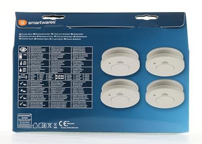 Smartwares Rookmelder Set van 4 stuks werkt op batterijen (Ø x h) 100 mm x 35 mm