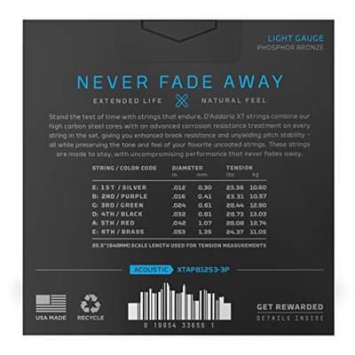 D'Addario XTAPB1253-3P 12-53 Light Phosphor Bronze Coated snaren voor westerngitaar (3 sets) D'Addario XTAPB1253-3P 12-53 Light Phosphor Bronze Coated snaren voor westerngitaar (3 sets)