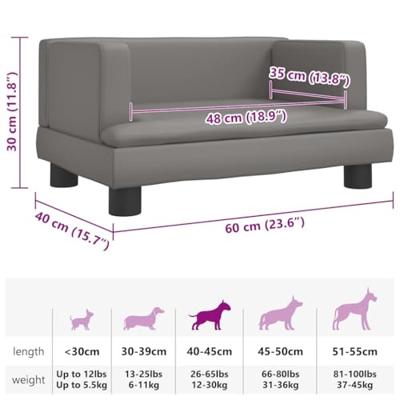 VidaXL Hondenmand 60x40x30 cm kunstleer grijs