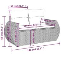 10-delige Loungeset met kussens poly rattan zwart - thumbnail