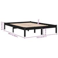 Bedframe massief grenenhout zwart 150x200 cm UK King - thumbnail