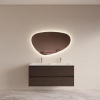 Badmeubelset BWS Riga met Asia Wastafel Wit 120 cm Bruin Eiken - thumbnail