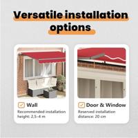 VidaXL Inklapbaar zonnescherm rood 350 x 200 cm stof - thumbnail