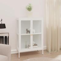 Dressoir 75x35x105 cm staal en glas wit - thumbnail