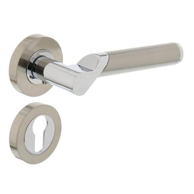 Deurkruk 1701 Casper op rond rozet 7mm nokken met profielcilindergat plaatjes chroom/nikkel mat