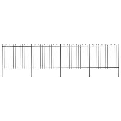 Tuinhek met ringtop staal 714,5x150 cm zwart