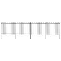 Tuinhek met ringtop staal 714,5x150 cm zwart - thumbnail