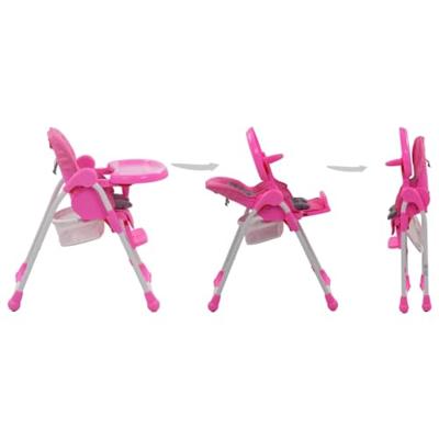 Kinderstoel hoog roze en grijs - thumbnail