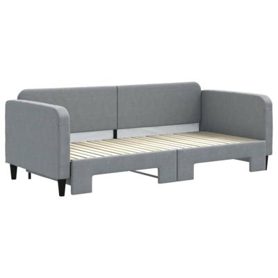 Slaapbank met onderschuifbed 80x200 cm stof lichtgrijs