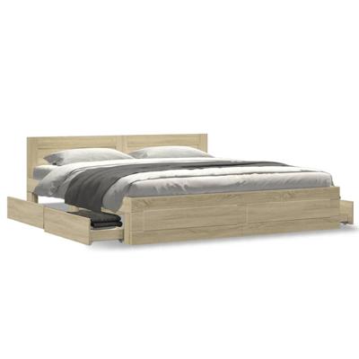 Bedframe met hoofdeinde bewerkt hout sonoma eiken 180x200 cm