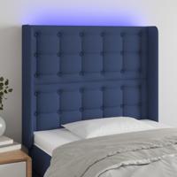 Hoofdbord LED 83x16x118/128 cm stof blauw - thumbnail