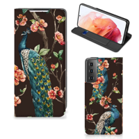 Samsung Galaxy S21 Hoesje maken Pauw met Bloemen - thumbnail