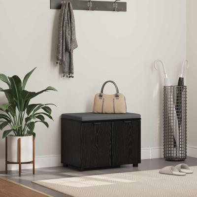 Halbank met kussen met opslag Zwart Eiken 60 x 38 x 46 cm