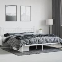 Bedframe met hoofdbord metaal wit 200x200 cm - thumbnail