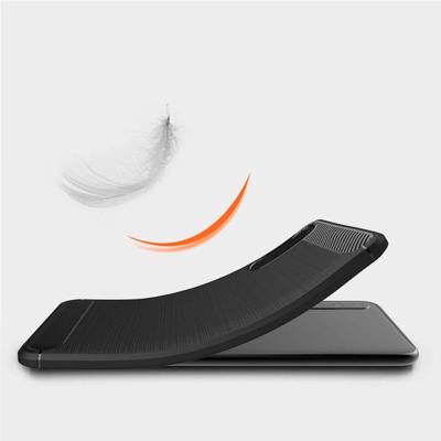 Voor Huawei P20 Pro geborsteld textuur Carbon Fiber schokbestendige TPU beschermende Back-Case(Grey)