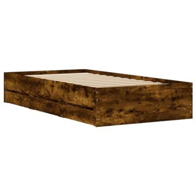Bedframe met lades bewerkt hout gerookt eikenkleurig 75x190 cm