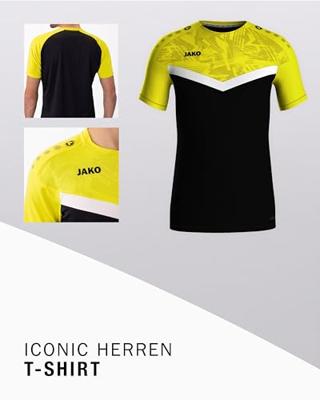 JAKO 6124 T-Shirt Iconic - Zwart/Zachtgeel - XL