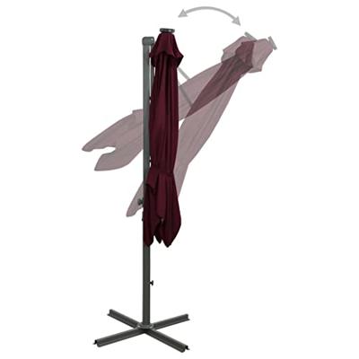VidaXL Zweefparasol met paal en led-verlichting 300 cm bordeauxrood
