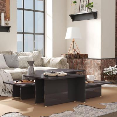 Salontafels 2 st 111,5x50x33 cm bewerkt hout hoogglans grijs