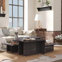 Salontafels 2 st 111,5x50x33 cm bewerkt hout hoogglans grijs - thumbnail