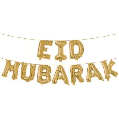 Folieballonnen Slinger Set 'Eid Mubarak' Goud (4m)