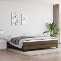 Boxspring met matras stof donkerbruin 200x200 cm - thumbnail