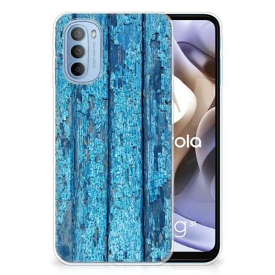 Motorola Moto G31 | G41 | Bumper Hoesje | Wood Blue Motorola Moto G31 | G41 | Bumper Hoesje | Wood Blue