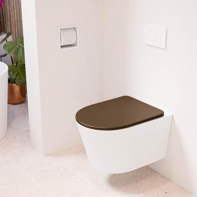 MONDIAZ LAVIE hangend toilet single fire rimless diepspoel Talc, Toiletzitting met quick-release & softclose Rust