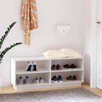 VidaXL Schoenenkast 110x34x45 cm massief grenenhout wit - thumbnail