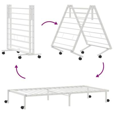 Bedframe zonder matras opvouwbaar 107x203 cm staal wit