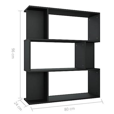 Boekenkast/kamerscherm 80x24x96 cm bewerkt hout zwart