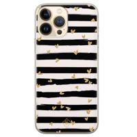 iPhone 13 Pro Max siliconen hoesje - Hart streepjes - thumbnail