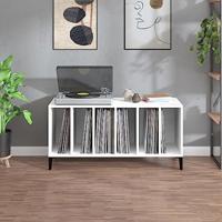 Platenkast 100x38x48 cm bewerkt hout wit - thumbnail