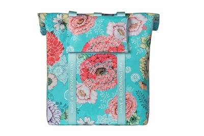 Basil bloom field fietsshopper, gerecycled pet, waterdicht, verstelbare schouderriem, laptopvak, 15-20l, sky blue