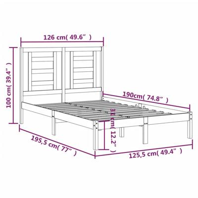 Bedframe massief hout wit 120x190 cm Bedframe massief hout wit 120x190 cm