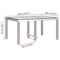 5-delige Tuin Eetset met Kussens in Lichtgrijs Poly Rattan - thumbnail