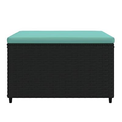 Voetensteun met kussen poly rattan zwart